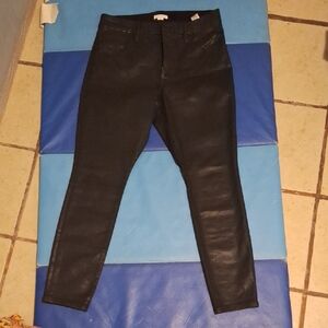 Good American Black Faux Leather Trousers